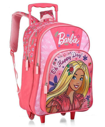 STRIDERS Barbie 18-Inch Trolley School Bag for Kids 9+ Durable Rolling Backpack for Girls Pink Cartoon School Bag - Jaiman Toys