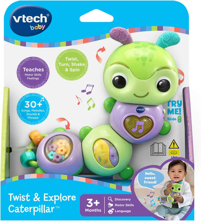 VTech Twist & Explore Caterpillar, Green | Interactive Musical Sensory Learning Toy for Babies 3+ Months