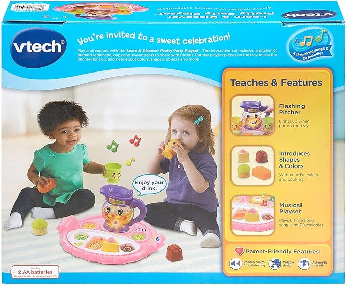 VTech Learn & Discover Pretty Party Playset | Interactive Tea Party Set with Lights, Sounds, Music & Learning Activities