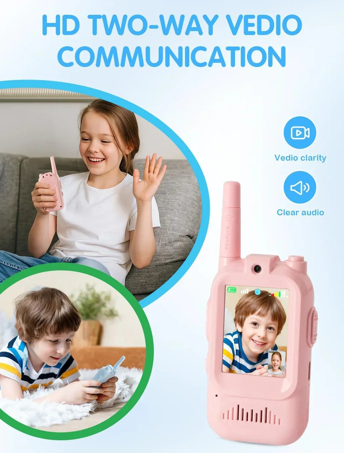 Kids Video Walkie Talkie Set  – With HD Camera, Voice Changer & Long-Range Talk