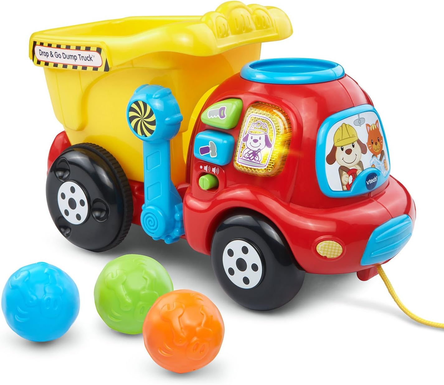 VTech Drop and Go Dump Truck | Interactive Learning Construction Truck with Lights, Sounds & Music | Yellow