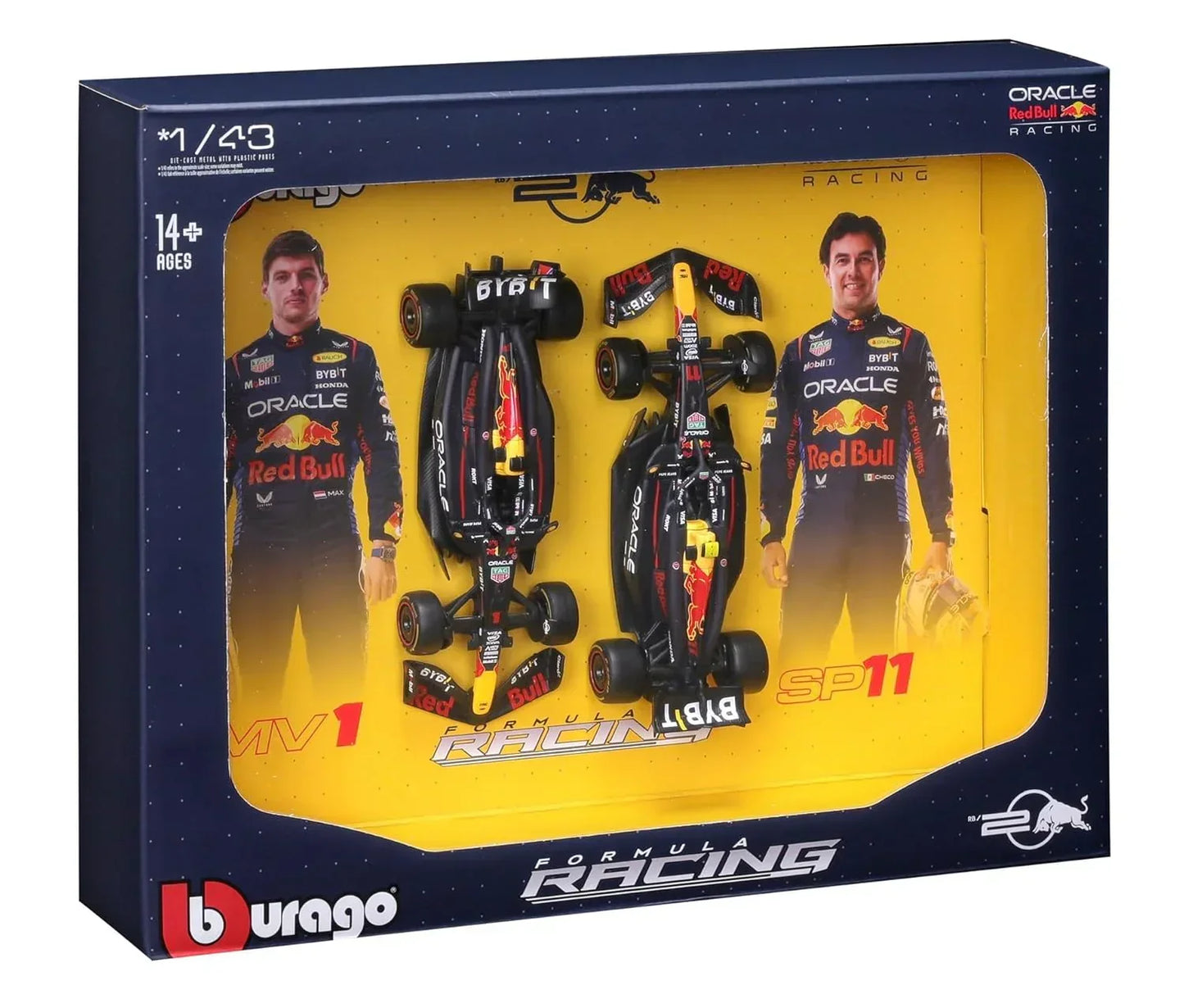 Bburago 2024 Oracle Red Bull Formula F1 Racing Team RB20 Set of 2 Cars 1:43 Die Cast Scale Miniature Model Cars, with Photo Frame Packaging - Jaiman Toys