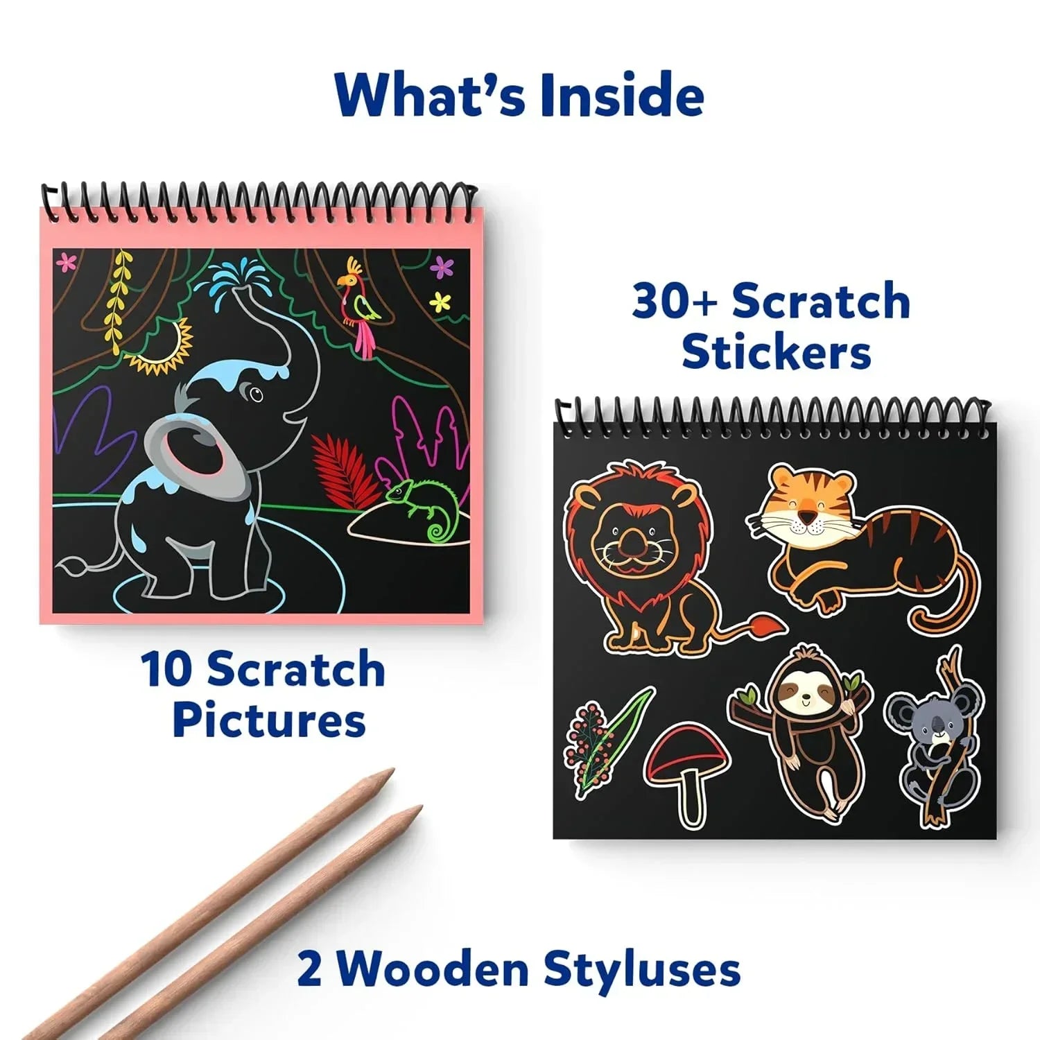 Skillmatics Paper Magical Scratch Art Book For Kids - Animals, Craft Kits & Supplies, Diy Activity & Stickers, Gifts For Toddlers, Girls & Boys Ages 3, 4, 5, 6, 7, 8, Travel Toys, Multicolor - Jaiman Toys