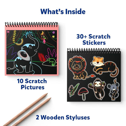 Skillmatics Paper Magical Scratch Art Book For Kids - Animals, Craft Kits & Supplies, Diy Activity & Stickers, Gifts For Toddlers, Girls & Boys Ages 3, 4, 5, 6, 7, 8, Travel Toys, Multicolor - Jaiman Toys