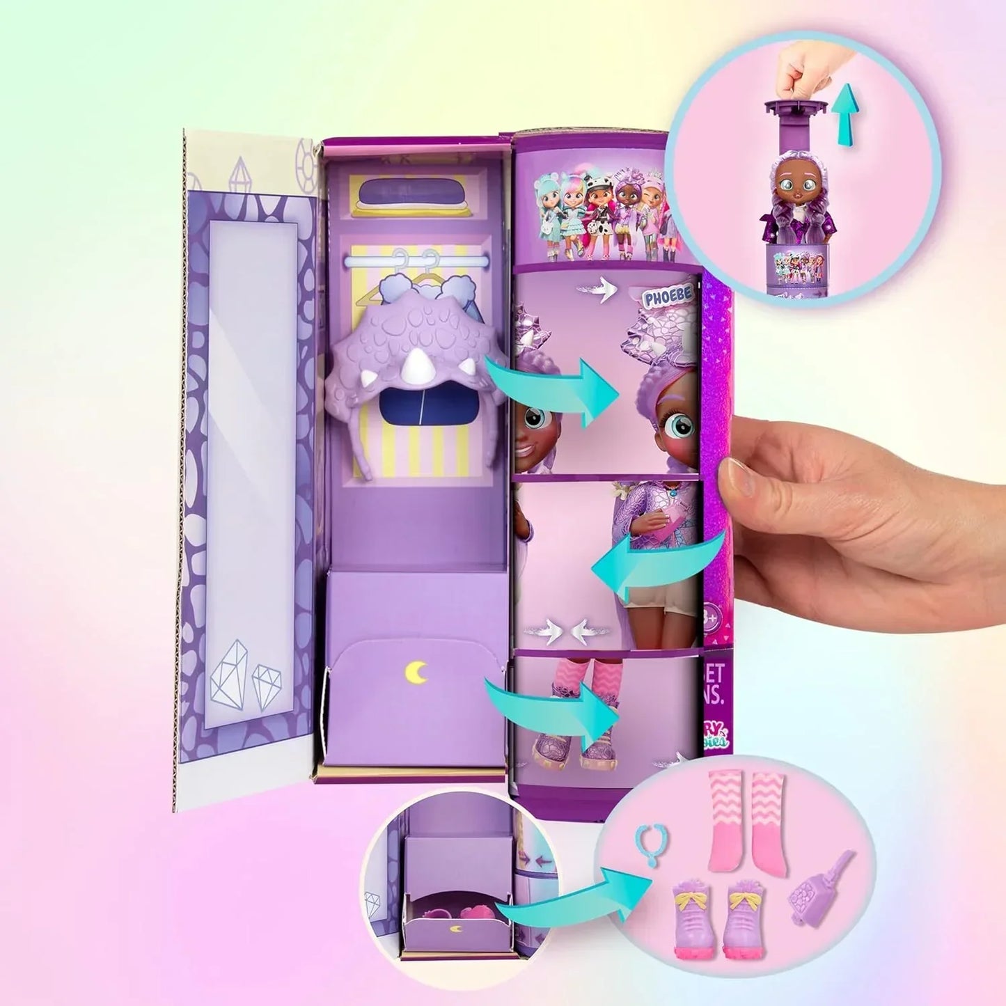 Cry Babies BFF Phoebe Fashion Doll with 9+ Surprises Including Outfit and Accessories for Fashion Toy, Girls and Boys Ages 4 and Up, 7.8 Inch Doll (Phoebe) - Jaiman Toys