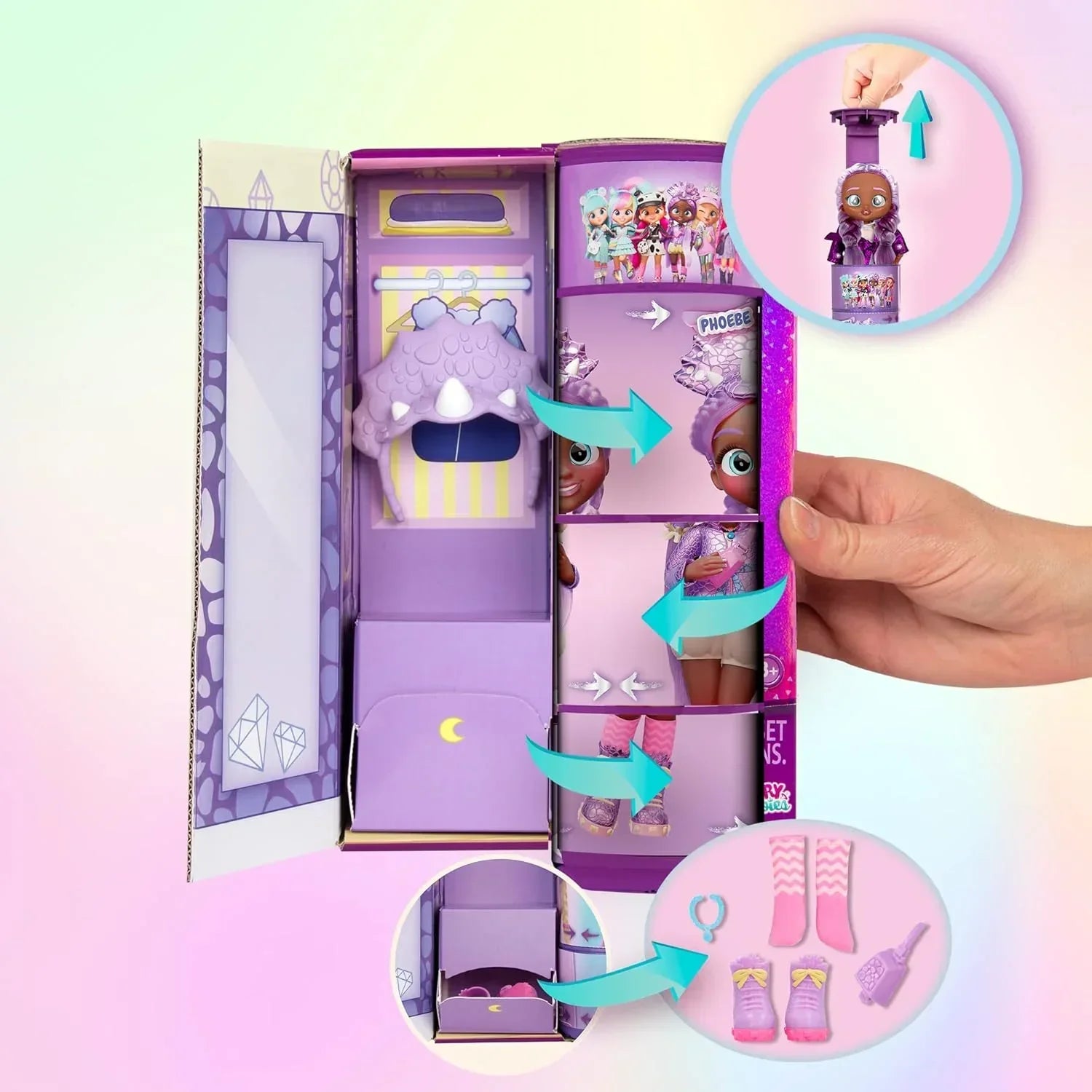 Cry Babies BFF Phoebe Fashion Doll with 9+ Surprises Including Outfit and Accessories for Fashion Toy, Girls and Boys Ages 4 and Up, 7.8 Inch Doll (Phoebe) - Jaiman Toys