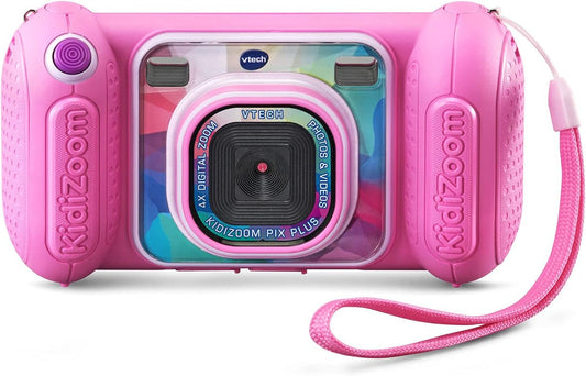VTech KidiZoom Camera Pix Plus, Pink | Kids Digital Camera with 4X Digital Zoom, Selfie Mode, HD Photos & Videos, Voice Recorder, Games & Expandable Memory