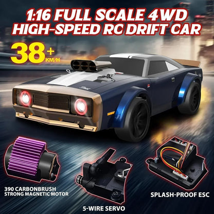 SCY 16303 Hurricane RC Car – 4WD 1/16 Scale High-Speed Drift Racing Car (Blue) | Up to 50 km/h | Electric Remote Control Off-Road Vehicle for Kids & Hobbyists
