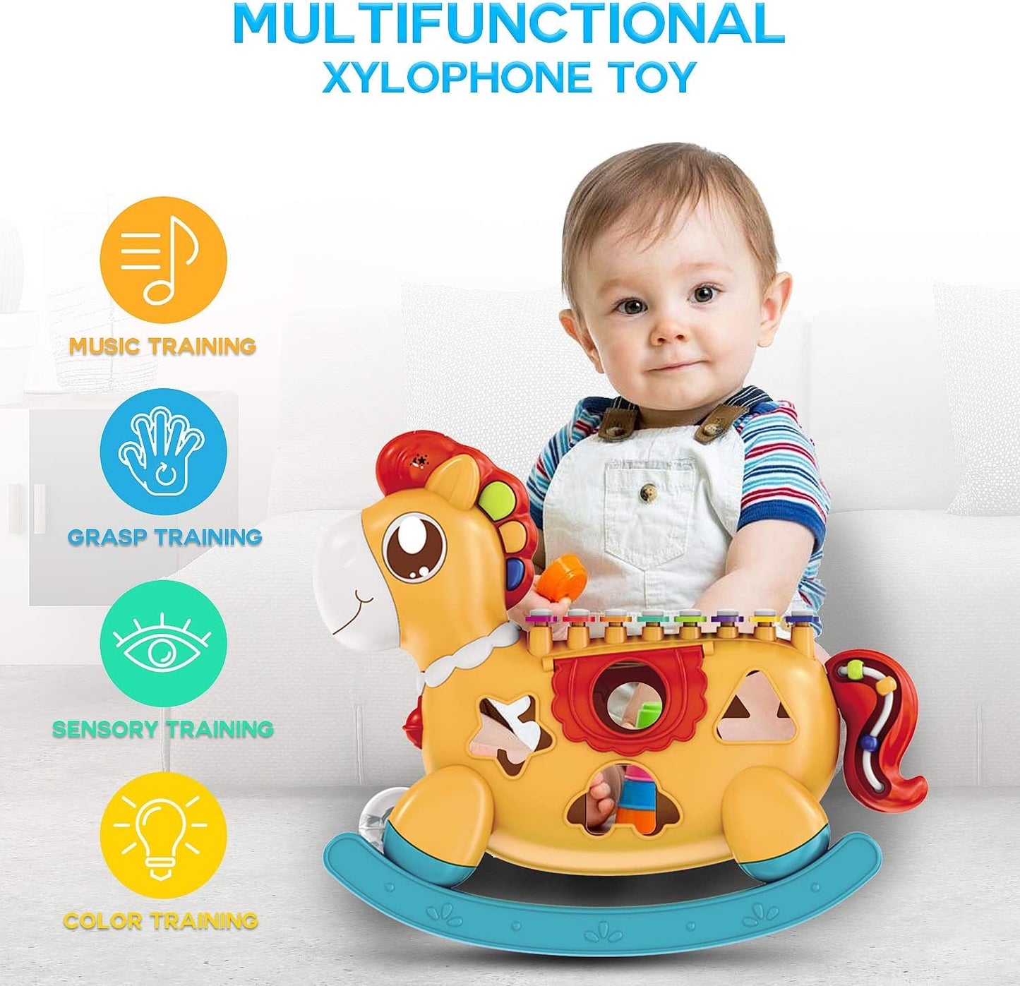 Huanger Musical Piano Toy for Kids – Baby Activity Piano with Lights & Shape Sorter (18+ Months)