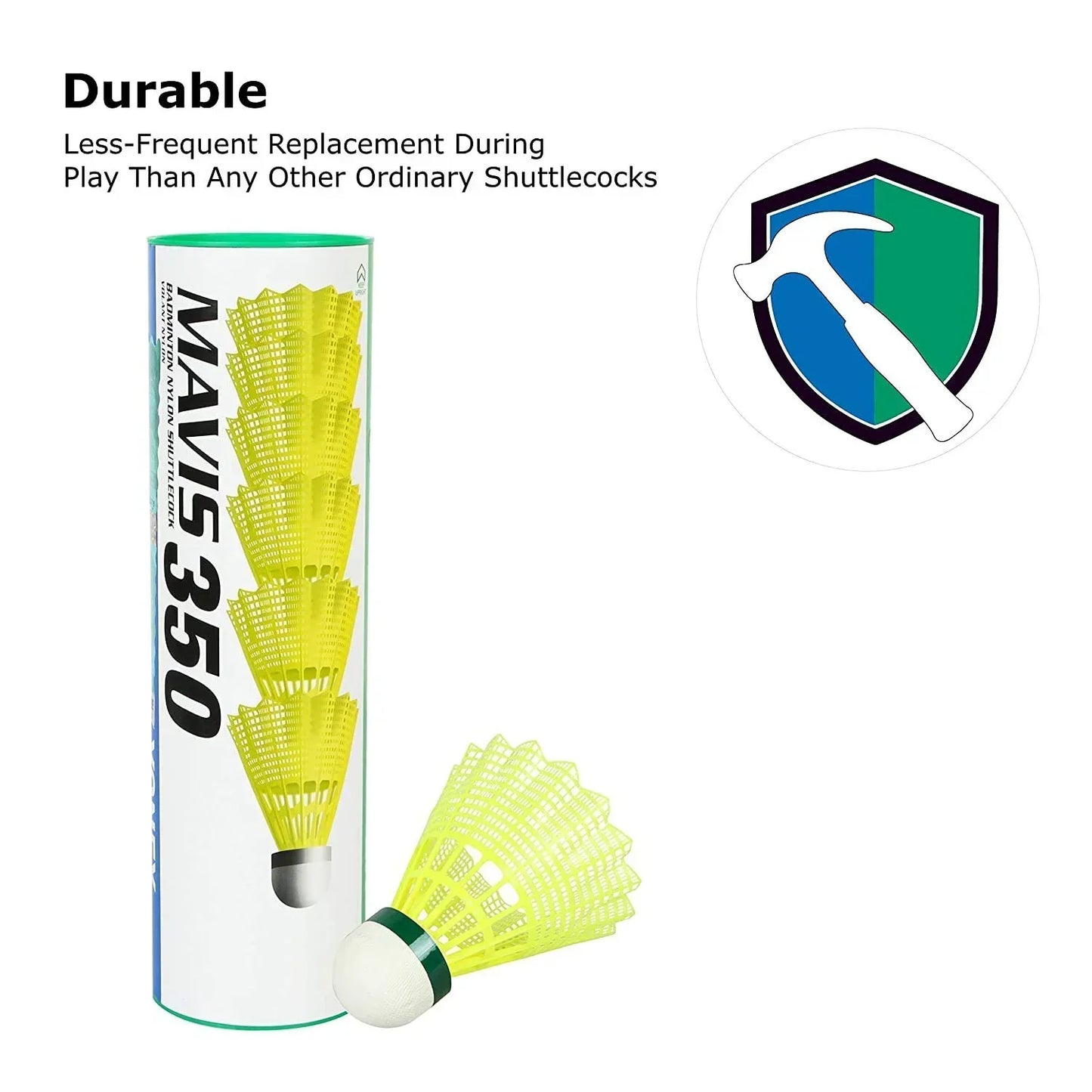 Yonex Mavis 350 Green Cap Nylon Shuttlecock (Yellow) - Jaiman Toys