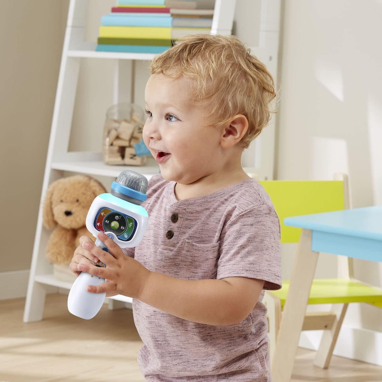 VTech Sing It Out Karaoke Microphone | Bluetooth Wireless Kids Karaoke Mic with Voice Effects, Lights, Music & Recording Function | White