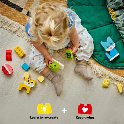 LEGO DUPLO 10477 3 in 1 Creative Cute Pets - Educational Fine Motor Skills Toy for Toddlers - Animal Figures incl. Dog, Cat, Bird & Fish - Birthday Gift for 1+ Year Old Babies, Girls & Boys