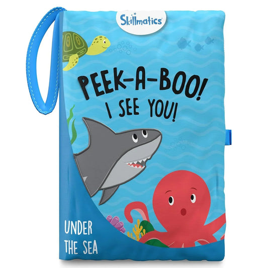 Skillmatics Peek-A-Boo Underwater Animal Book - Soft Cloth Book for Baby, Crinkle Pages for Sensory Play, Toddler Toys, Gifts for Ages 6 Months and Up - Multicolor - Jaiman Toys