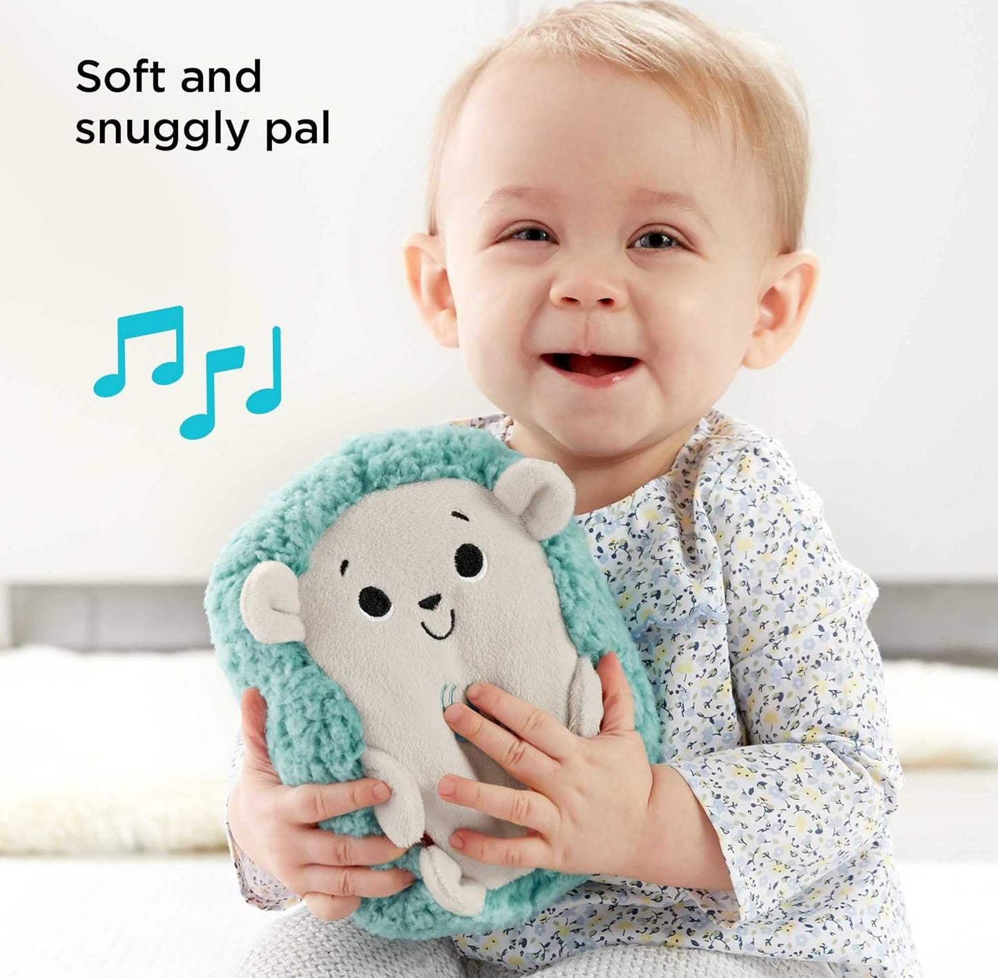 Fisher-Price Baby Hedgehog Musical Comforter Toy with Soothing Vibrations – Soft Plush Newborn Sleep Companion (Blue)