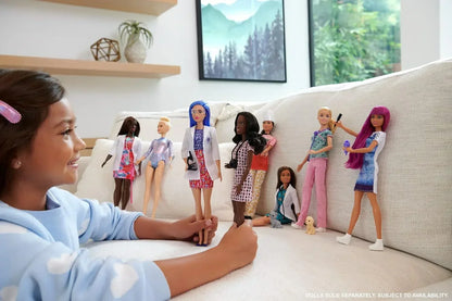 Barbie Scientist Doll (12 inches), Blue Hair, Color Block Dress, Lab Coat & Flats, Microscope Accessory, Great Gift for Ages 3 Years Old & Up - Jaiman Toys