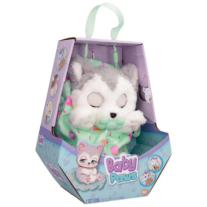 Baby Paws Siberian Husky Puppy Toy with Cute Swaddle Bag Make 5 Adorable Sounds Kids Toys for Ages 4+|Birthday Gift for Pet Lovers -22 cm - Jaiman Toys