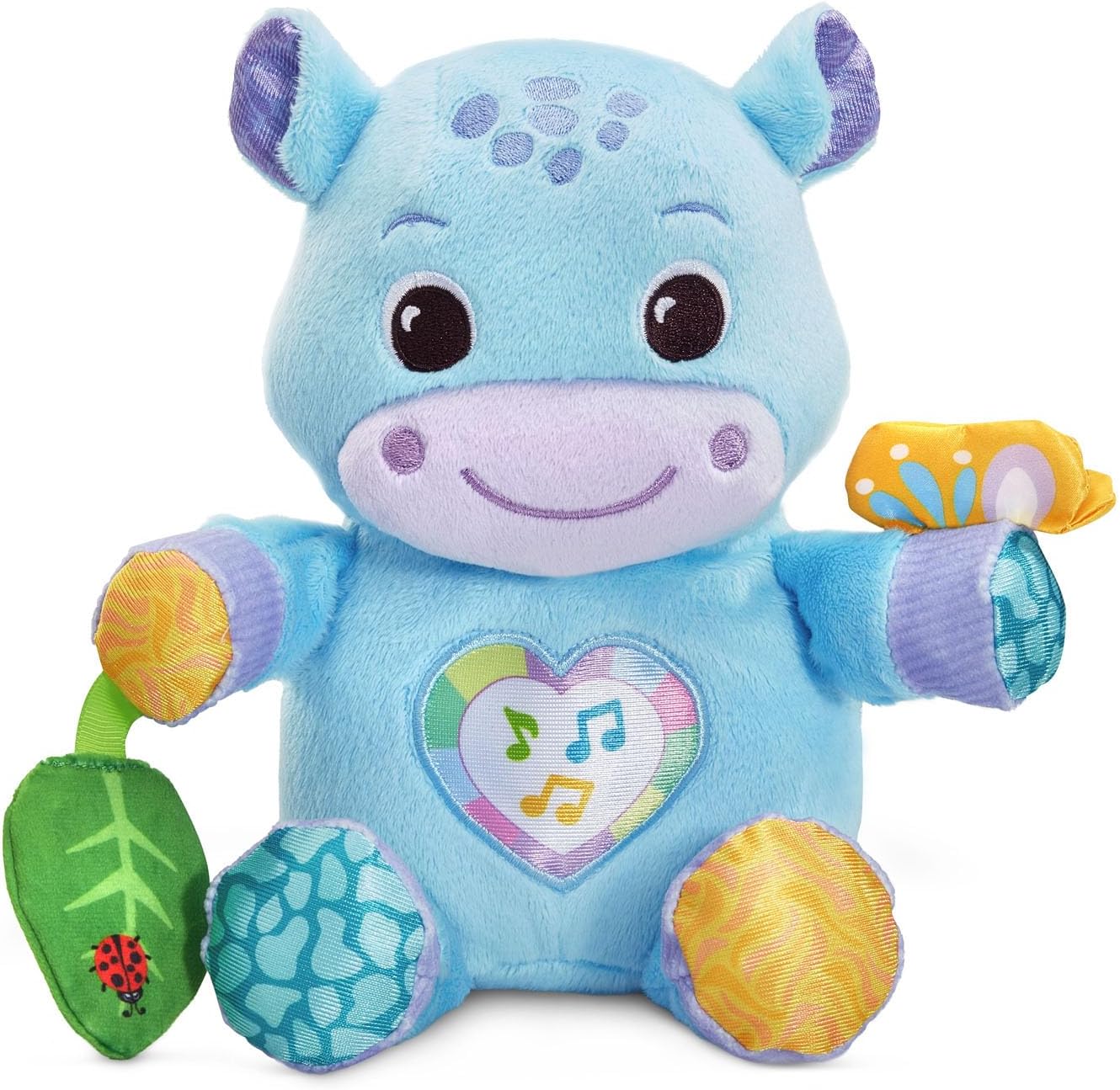 VTech Baby Hug-a-Hippo Musical Plush Learning Toy with Lights, Sounds & Sensory Activities | Blue