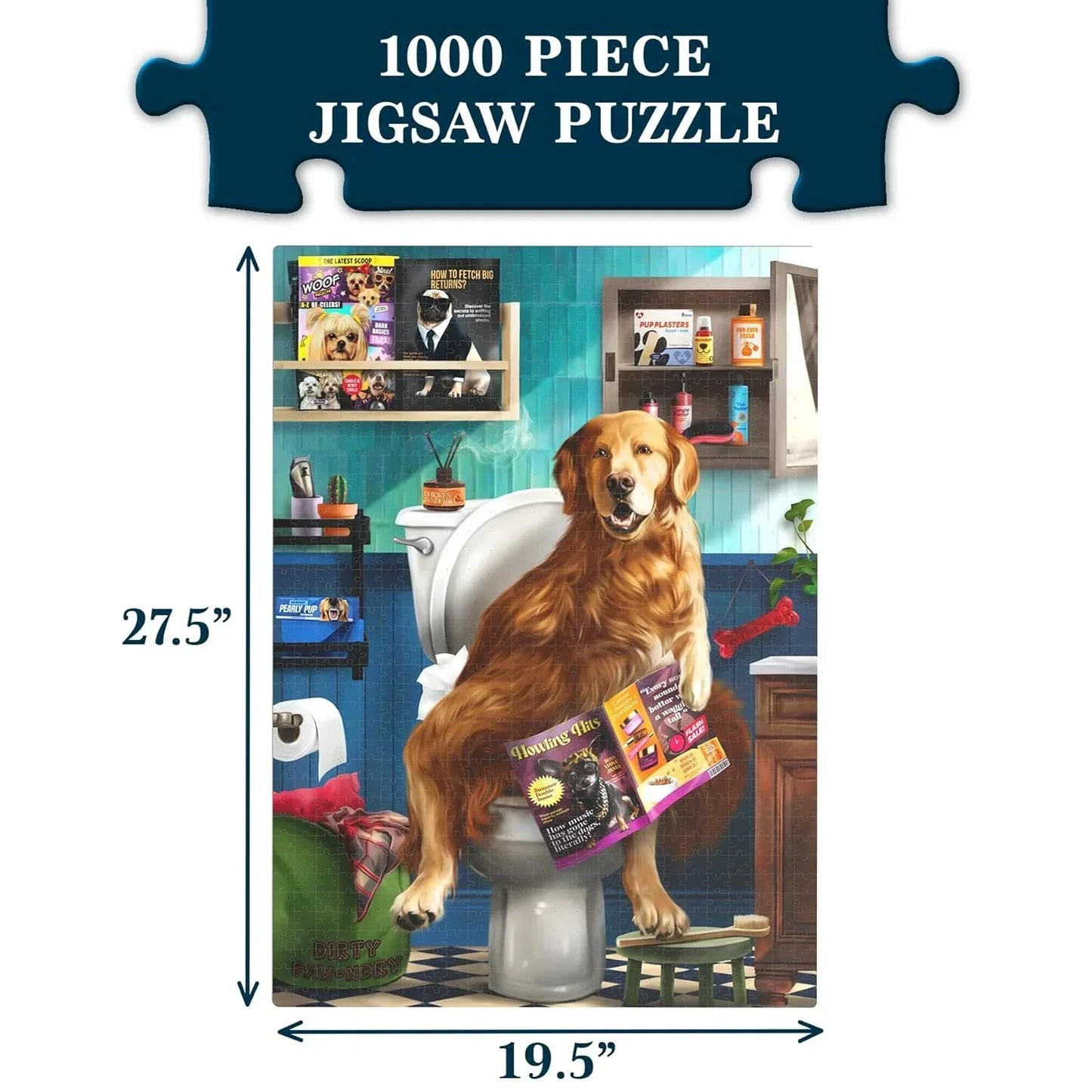 Jigsaw Puzzles for Adults and Families: The Morning Dump, 1000 Piece Puzzle, Brain-Boosting Fun for Ages 15+, Gifts for Dog Lovers (27.5" x 19.5") - Jaiman Toys