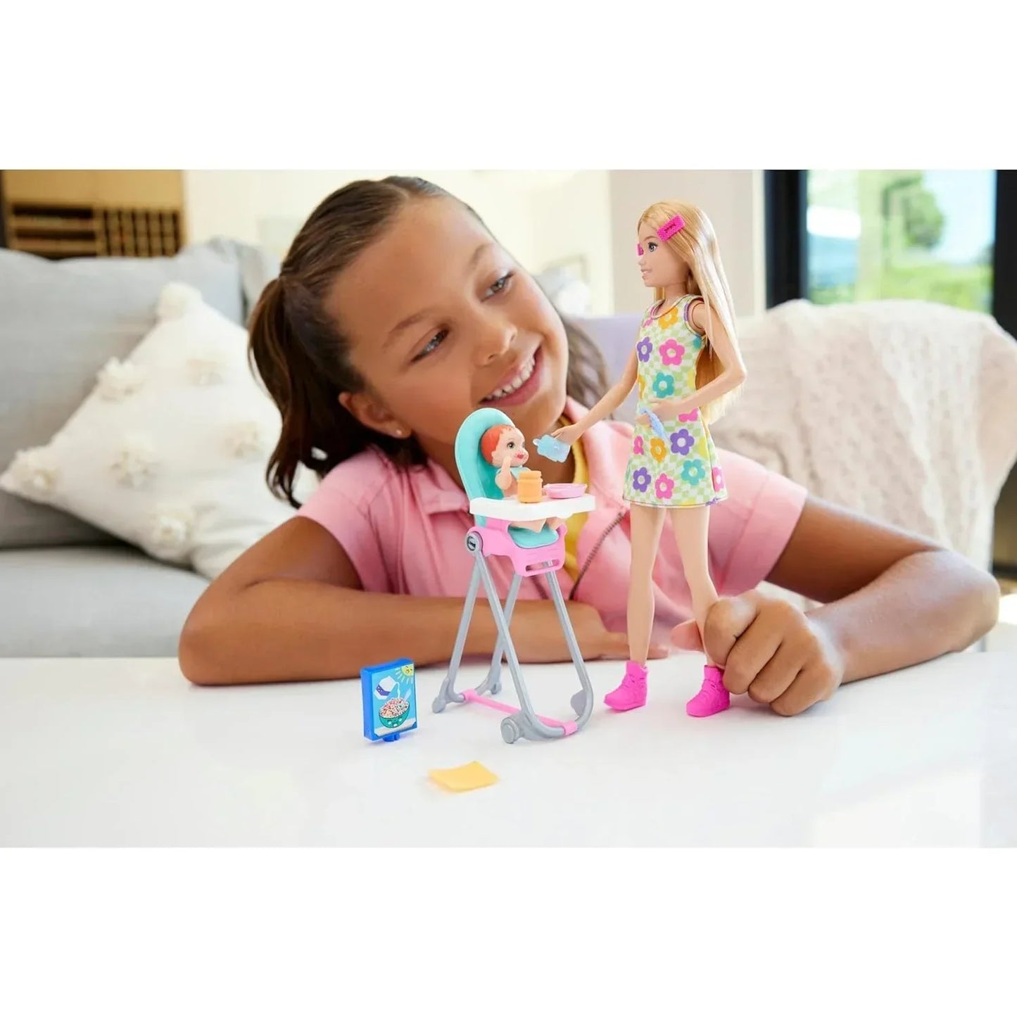 Barbie Skipper Doll & Playset with Accessories, Babysitting Set Themed to Mealtime, Color-Change Toy Play - Jaiman Toys