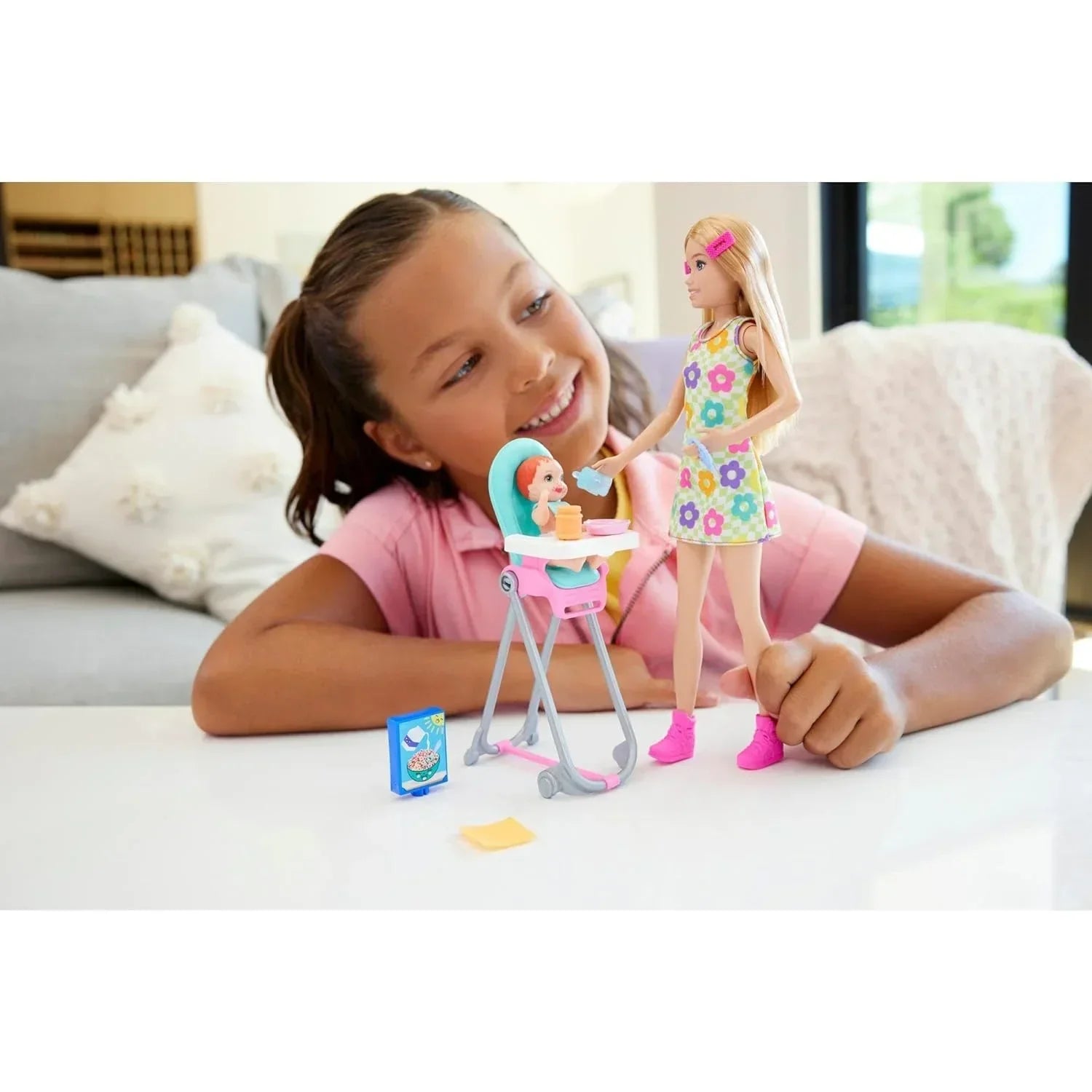 Barbie Skipper Doll & Playset with Accessories, Babysitting Set Themed to Mealtime, Color-Change Toy Play - Jaiman Toys