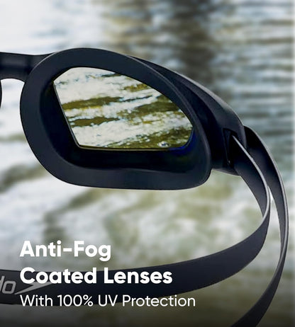 Speedo Hydropulse Mirror Swim Goggles – Unisex Adult Anti-Fog Mirror Lens Swimming Goggles with Adjustable Strap