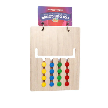 Wooden Montessori Slide Puzzle for Kids | Color Matching Logic Game | Educational Brain Teaser Toy for Ages 3–8