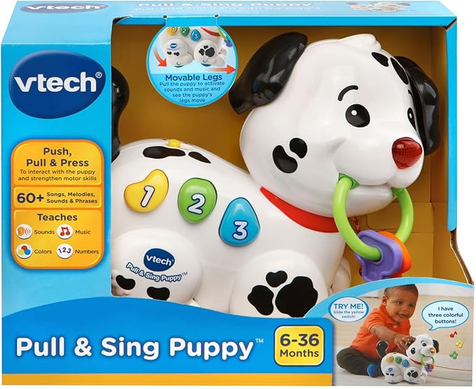 VTech Pull and Sing Puppy | Interactive Pull-Along Learning Toy with Lights, Music, Numbers & Sensory Play for Babies and Toddlers