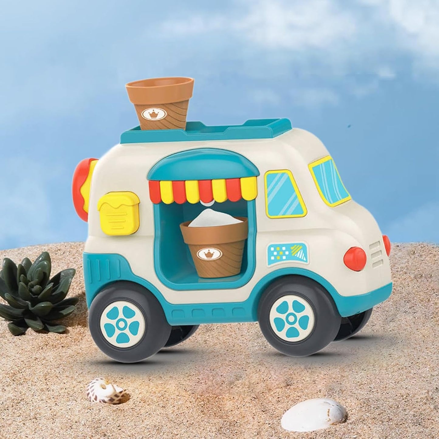 Huanger Ice Cream Truck Toy for Kids – Interactive Musical Ice Cream Van with Lights & Sounds (12+ Months)