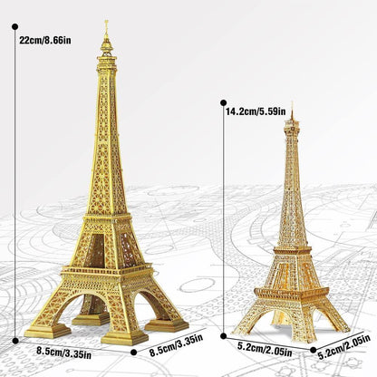 Piececool 3D Metal Puzzle Eiffel Tower (Large Gold Edition) Landmark Model – 96 Pieces – Level 3 Difficulty – Stainless Steel DIY Architecture Model Kit-Age14+