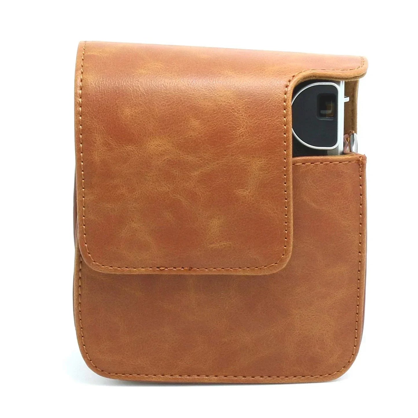 Vintage Charm – Classic PU Leather Case with Strap for Instax Mini 90 Neo Classic - Brown - Jaiman Toys