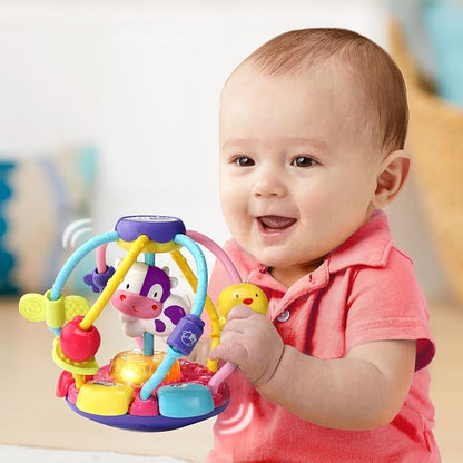 VTech Baby Lil' Critters Shake & Wobble Busy Ball, Purple | Interactive Light-Up Sensory Activity Toy with Music & Animal Friends