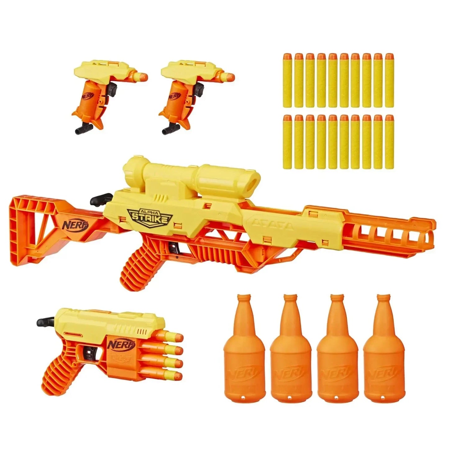 Nerf Alpha Strike Battalion Set - Includes 4 Blasters, 4 Half-Targets, and 25 Official Darts Age 8+ - Jaiman Toys