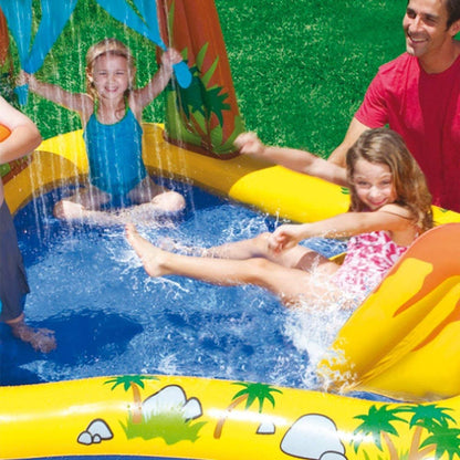 Intex 57444 Dinosaur Play Center Inflatable Kids Swimming Pool with Slide & Water Sprayer – Outdoor Garden Water Play Pool