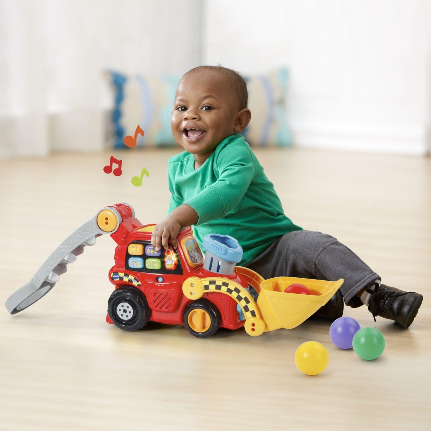 VTech Pop-a-Balls Push & Pop Bulldozer Red | Interactive Push-Along Construction Toy with Balls, Lights & Sounds for Toddlers