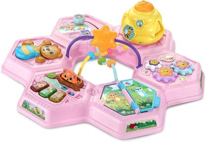 VTech Buzz and Learn Activity Table | Interactive Learning Activity Center with 7 Play Zones, Lights, Sounds & Music | Pink