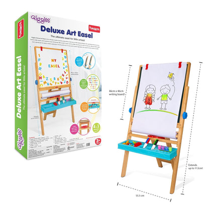 Giggles Funskool My First Easel, 4in1 Double Sided Wooden Magnetic Board with Alphabets & Numbers, Learning, Fun & Engaging Activity,