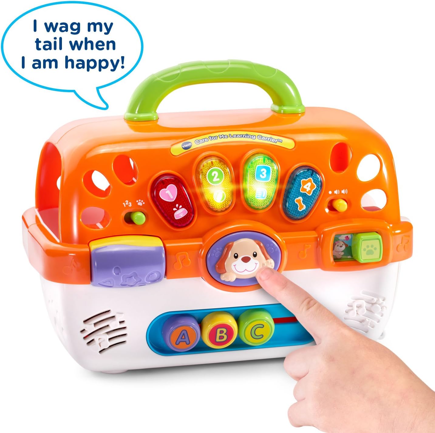 VTech Care for Me Learning Carrier Interactive Pet Care Playset with Plush Puppy, Lights, Sounds & Learning Activities | Orange