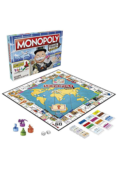 Monopoly - Travel World Tour Board Game, for Families and Kids Dry-Erase Gameboard - Borad Game for Boys and Girls Ages 8+ for 2-4 Players