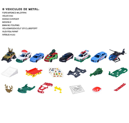 Majorette Advent Calendar Die-Cast Car Gift Set | 24 Surprises with 8 Metal Cars & Accessories