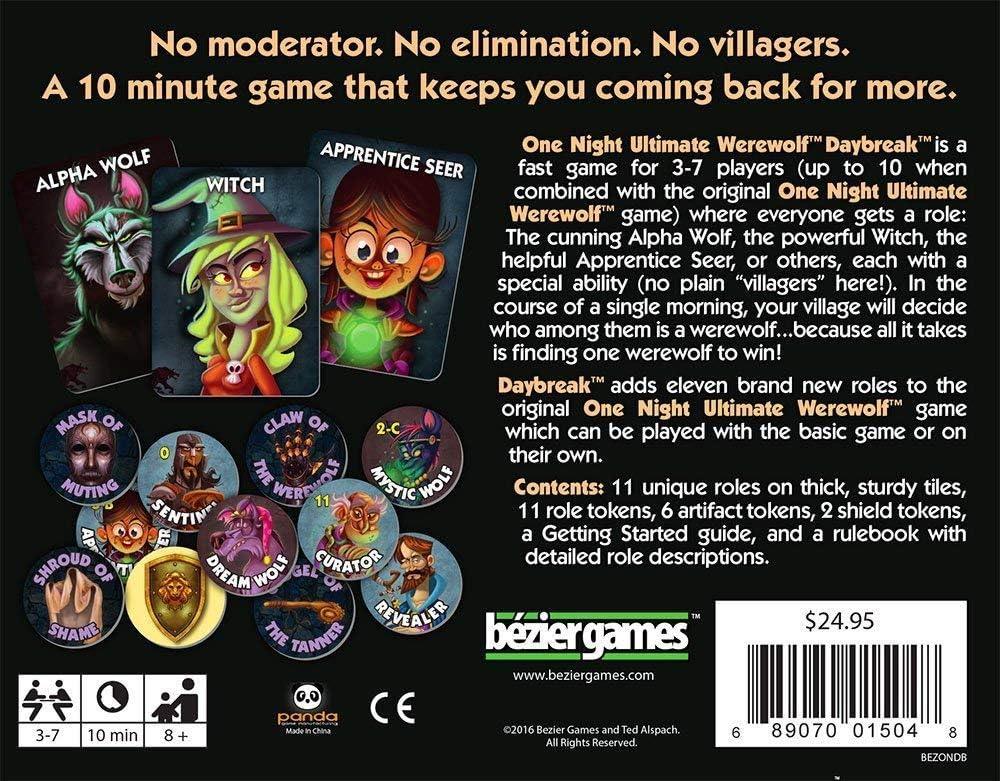 Bezier Games One Night Ultimate Werewolf Daybreak Card Game - Jaiman Toys
