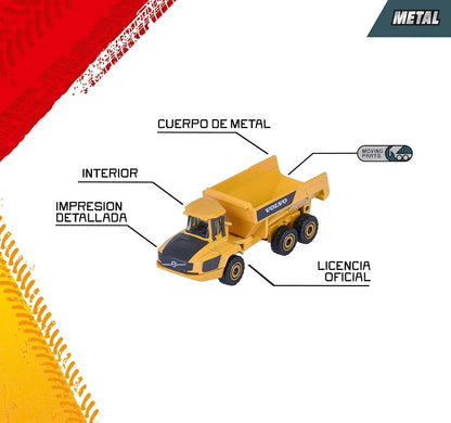 Majorette Volvo Construction Die-Cast Vehicle Set (5 Vehicles) | Official Volvo Machines | Metal Body | 1:64 Scale | 3+ Years