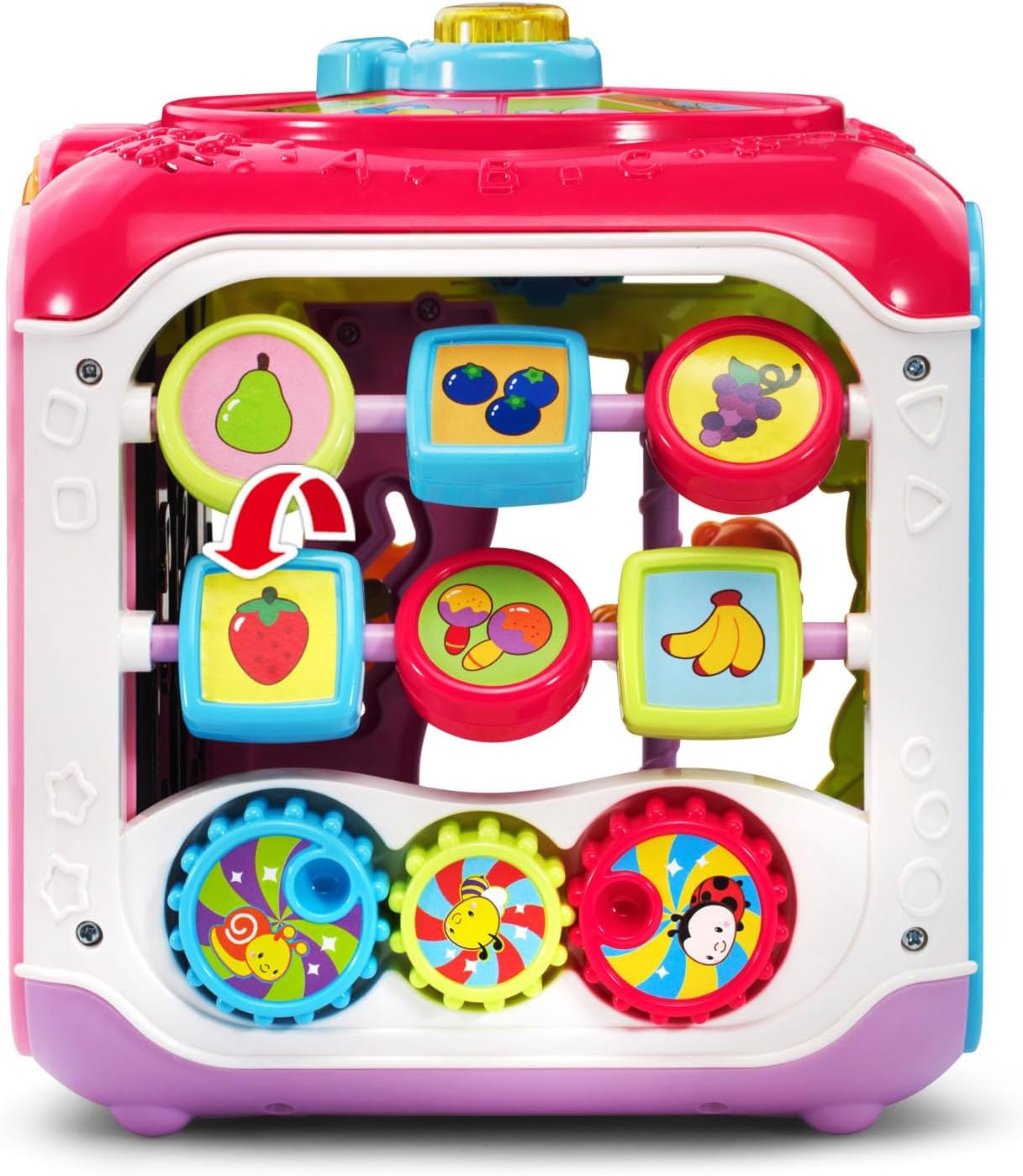 VTech Sort & Discover Activity Cube Interactive Learning Toy with Shape Sorter, Lights, Sounds & Music | Pink