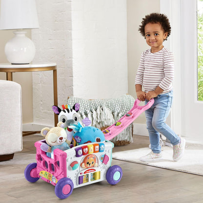 VTech Sort & Discover Activity Wagon Pink | Interactive Pull-Along Learning Walker & Shape Sorting Toy for Toddlers