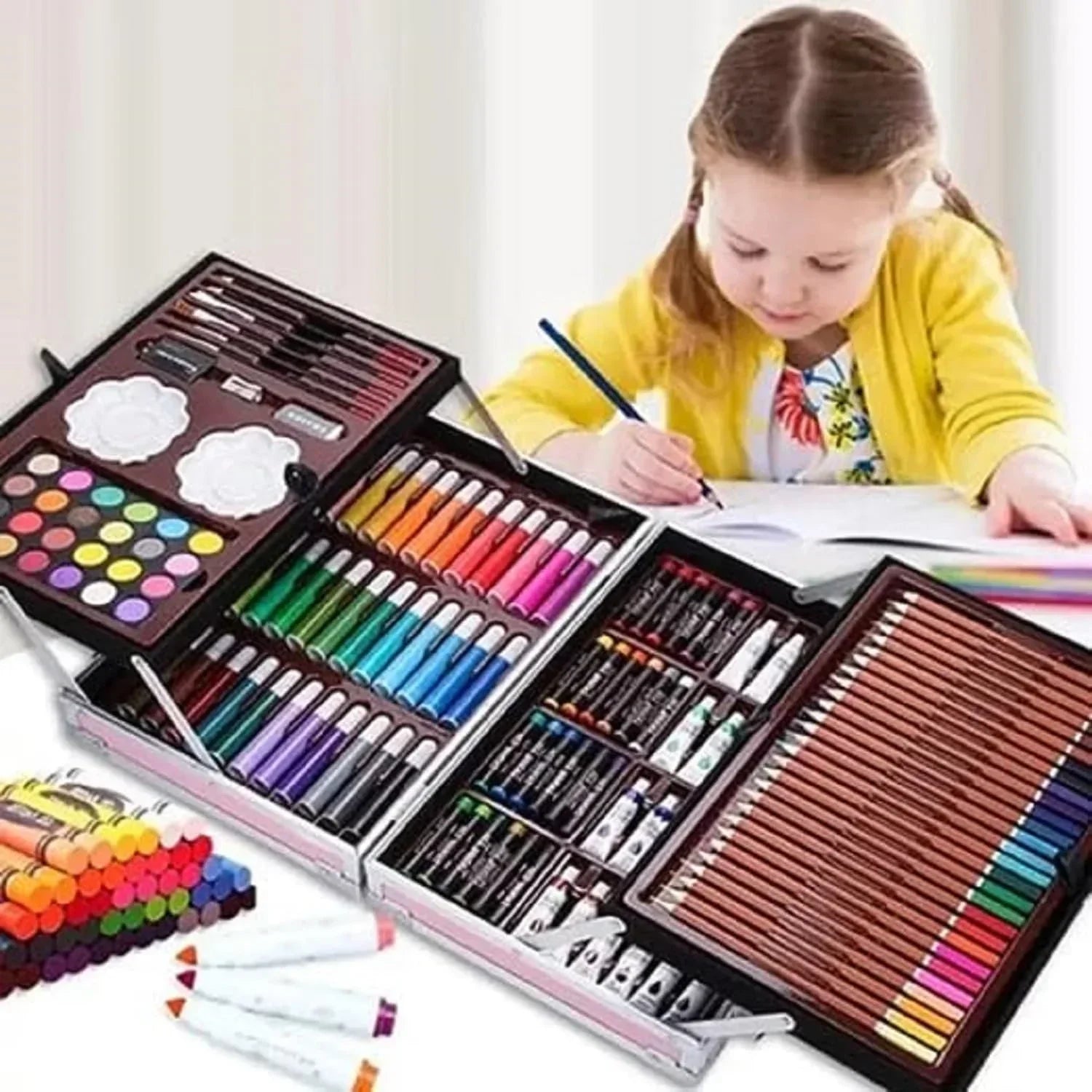 Kids Art Drawing Set Art and Craft Supplies Drawing and Painting Set Great Birthday Gift for Boys Girls Children - 145 Pcs Art Set Spiderman + Iron Man - Jaiman Toys
