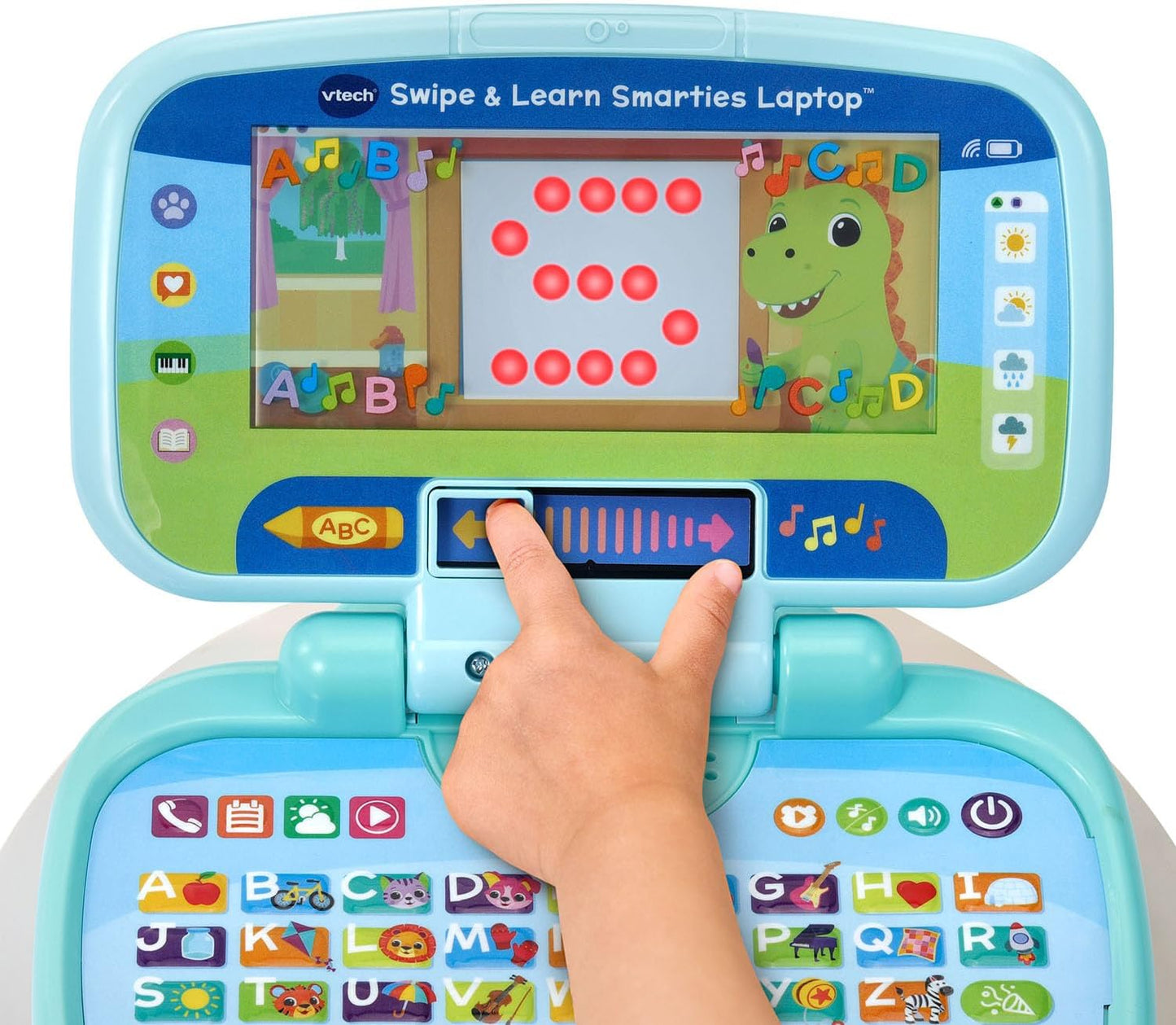 VTech Swipe and Learn Smarties Laptop | Interactive Educational Learning Laptop with ABC Keyboard, Piano Keys, Games & Music for Toddlers, Blue