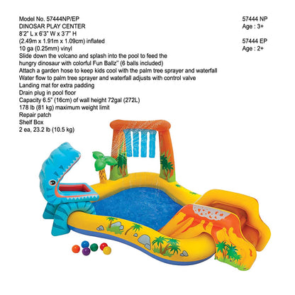 Intex 57444 Dinosaur Play Center Inflatable Kids Swimming Pool with Slide & Water Sprayer – Outdoor Garden Water Play Pool