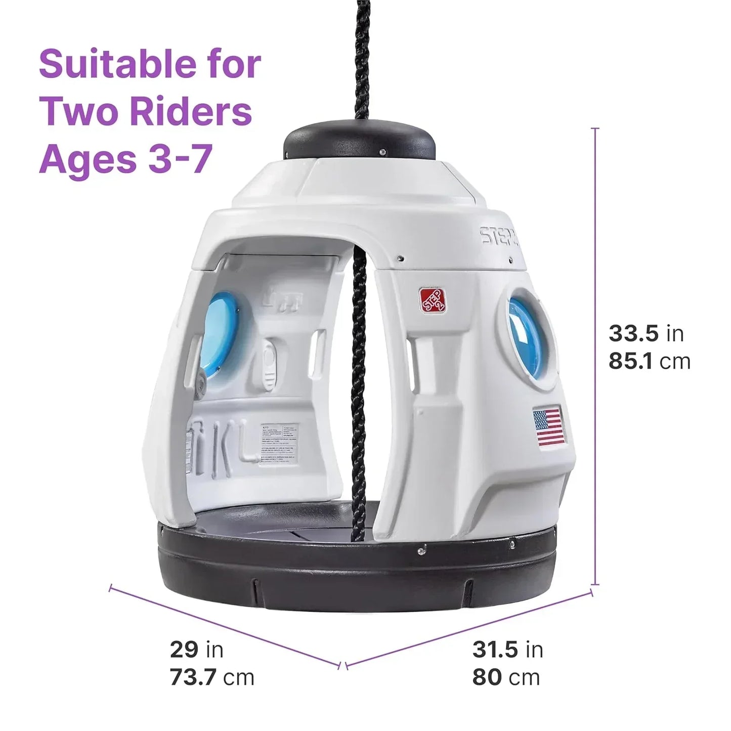 Step2 Space Capsule Swing – Rocketship Outdoor/Indoor Swing for Kids Aged 3–7, 2-Seater - Jaiman Toys