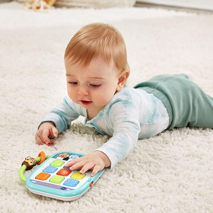 VTech Squishy Lights Learning Tablet | Interactive Light-Up Educational Toy with Music, Shapes, Colors & Sensory Buttons for Babies