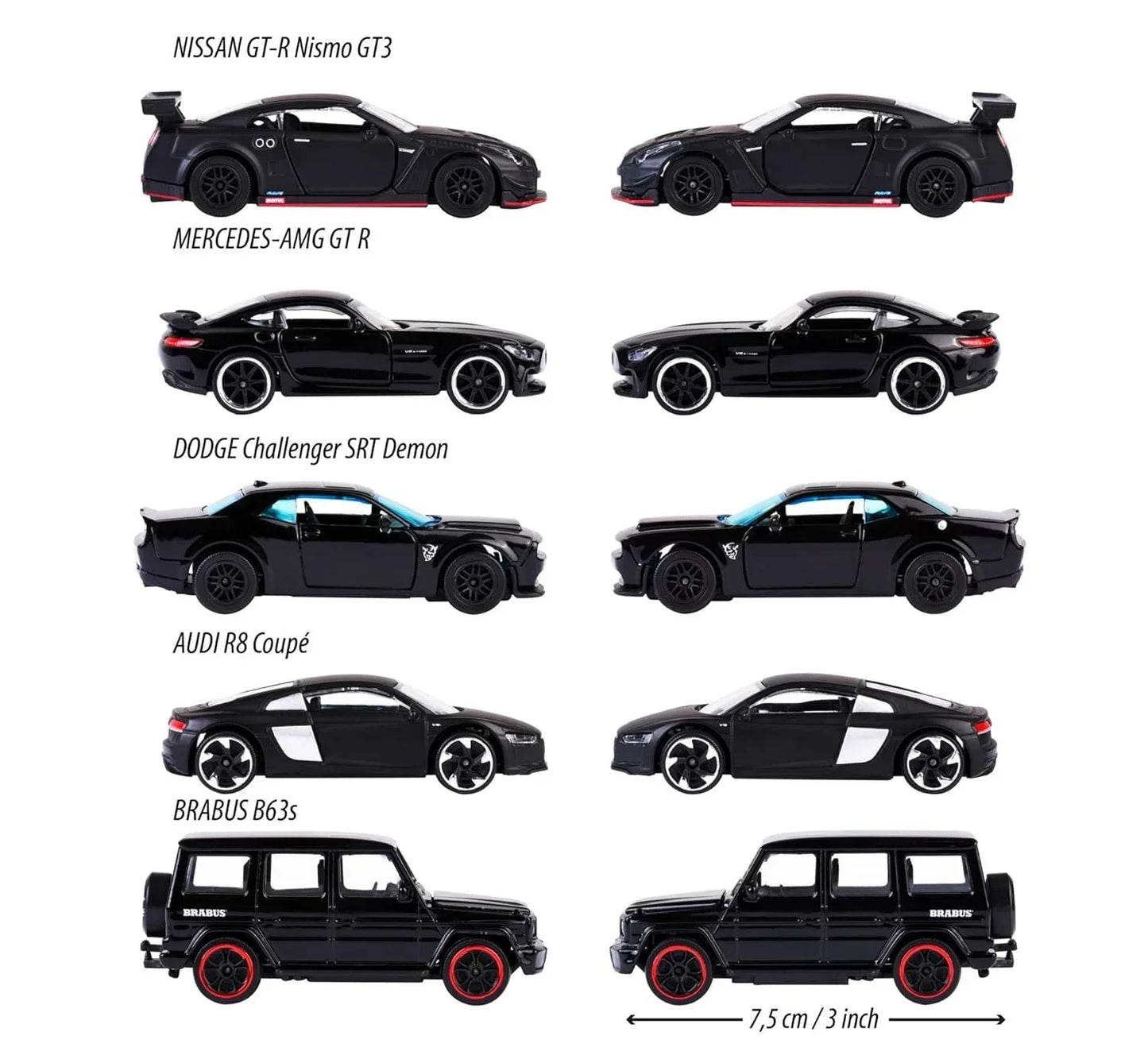 Majorette- Black Edition Giftpack with 5 Black Luxury cars - Jaiman Toys