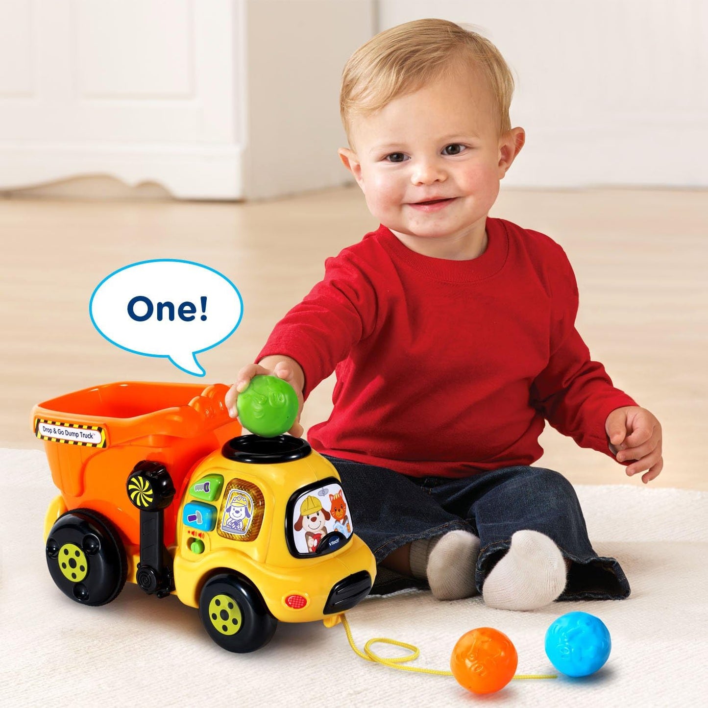 VTech Drop and Go Dump Truck | Interactive Learning Construction Truck with Lights, Sounds & Music | Orange